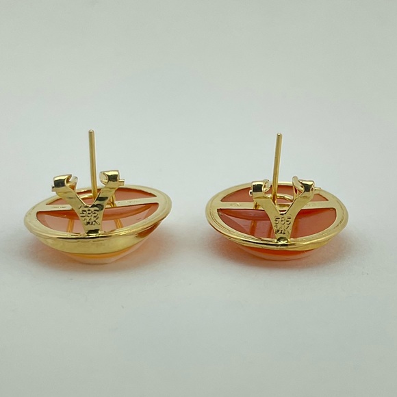 Genuine Cameo & 14K Gold Earrings, Marked 14K 585 and Italy, Hand Carved - Picture 6 of 12